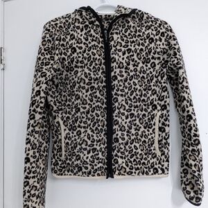 Uniqlo Leopard Print Teddy Jacket - Black and Cream